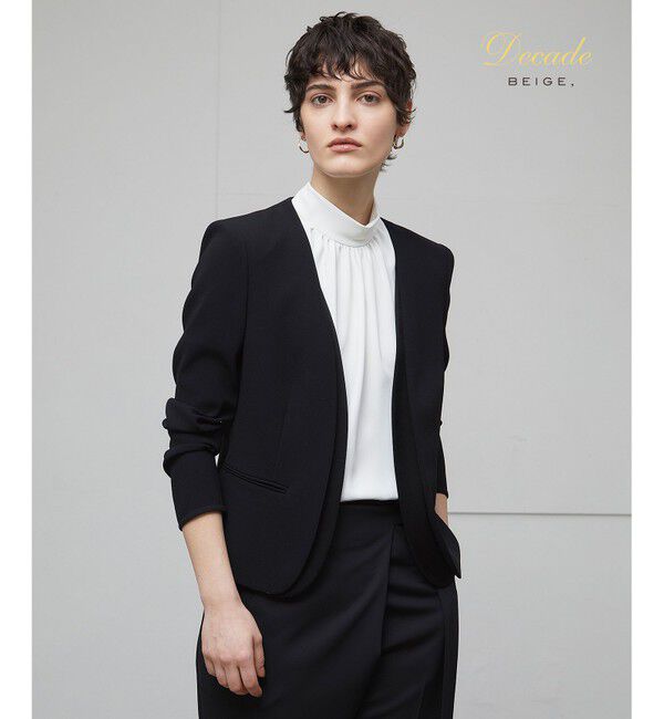 BEIGE,「CINDY / ダブルカラージャケット」|ノーカラージャケット|Black&times;Black