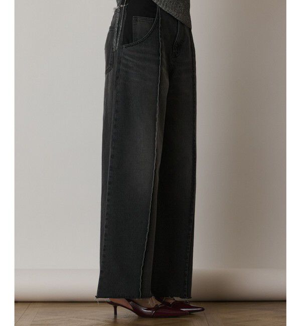  「コンビデニムワイドパンツ」|デニム|ブラック