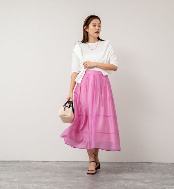 NOLLEY'S「《セットアップ対応》ウォッシャブルタックフレアシアースカート」|スカート|