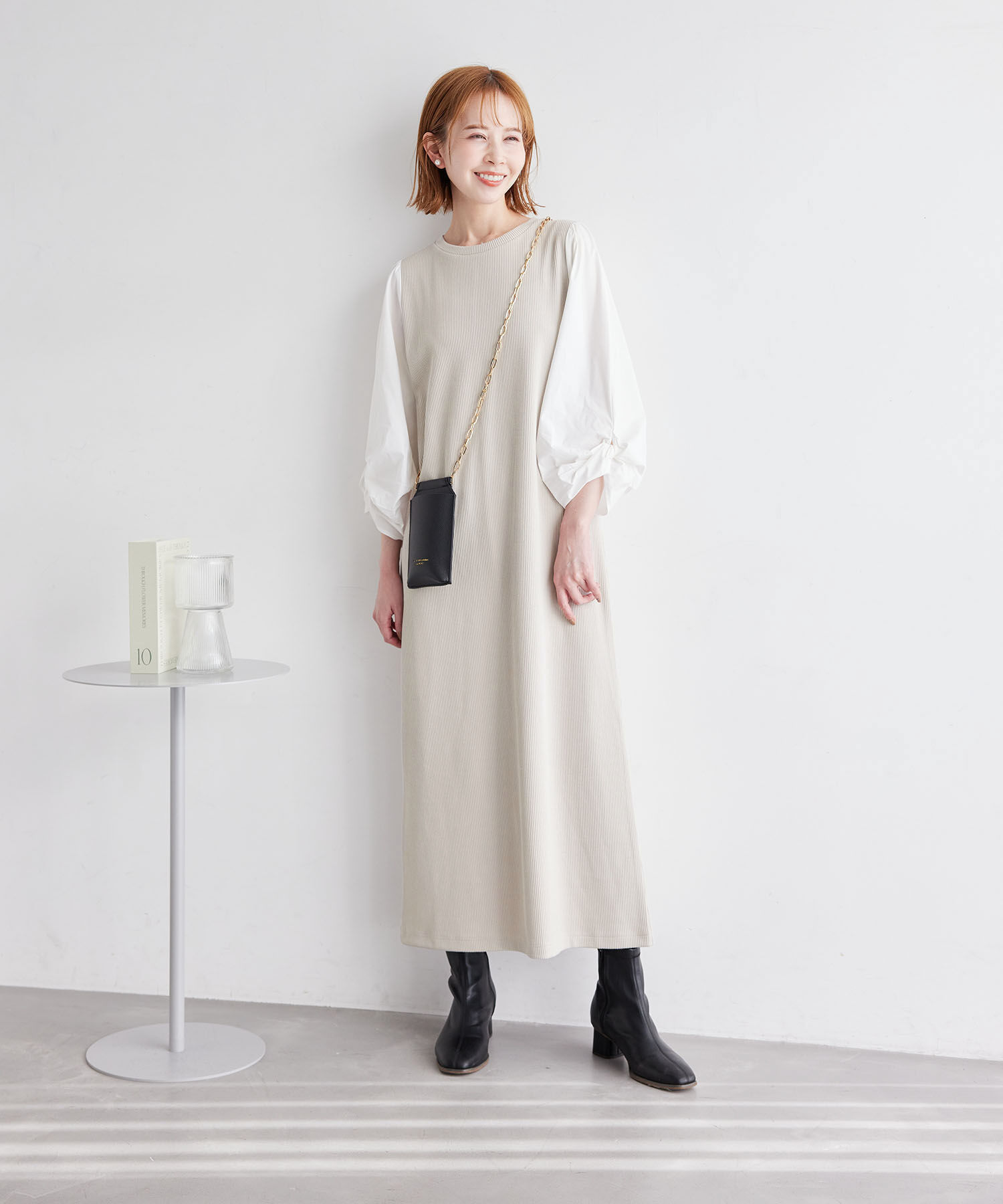 Rope&rsquo;Picnic「袖ディテールドッキングテレコワンピース」|ワンピース|