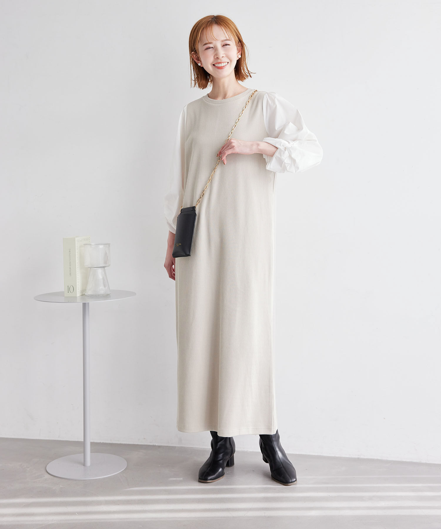 Rope&rsquo;Picnic「袖ディテールドッキングテレコワンピース」|ワンピース|