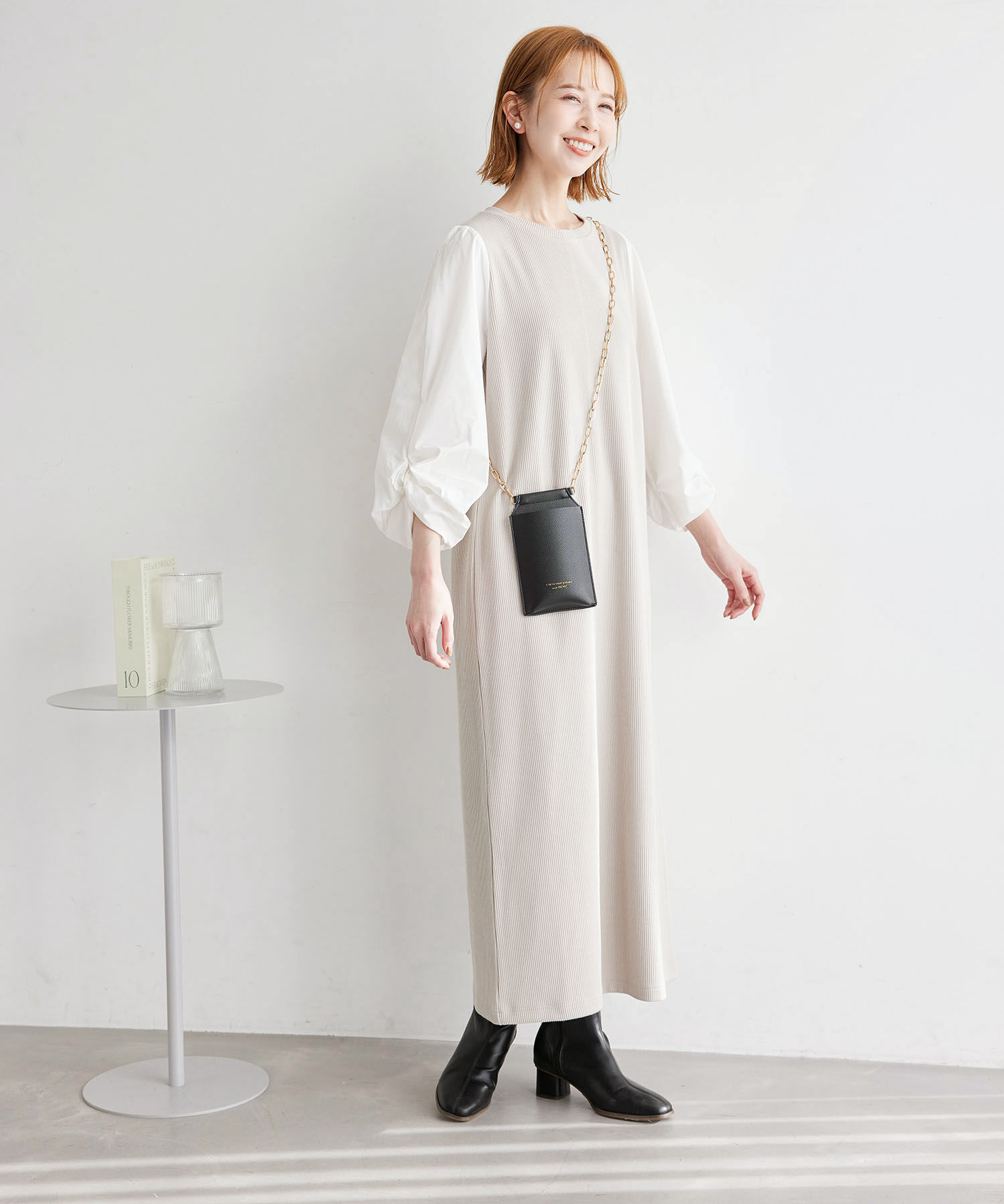 Rope&rsquo;Picnic「袖ディテールドッキングテレコワンピース」|ワンピース|