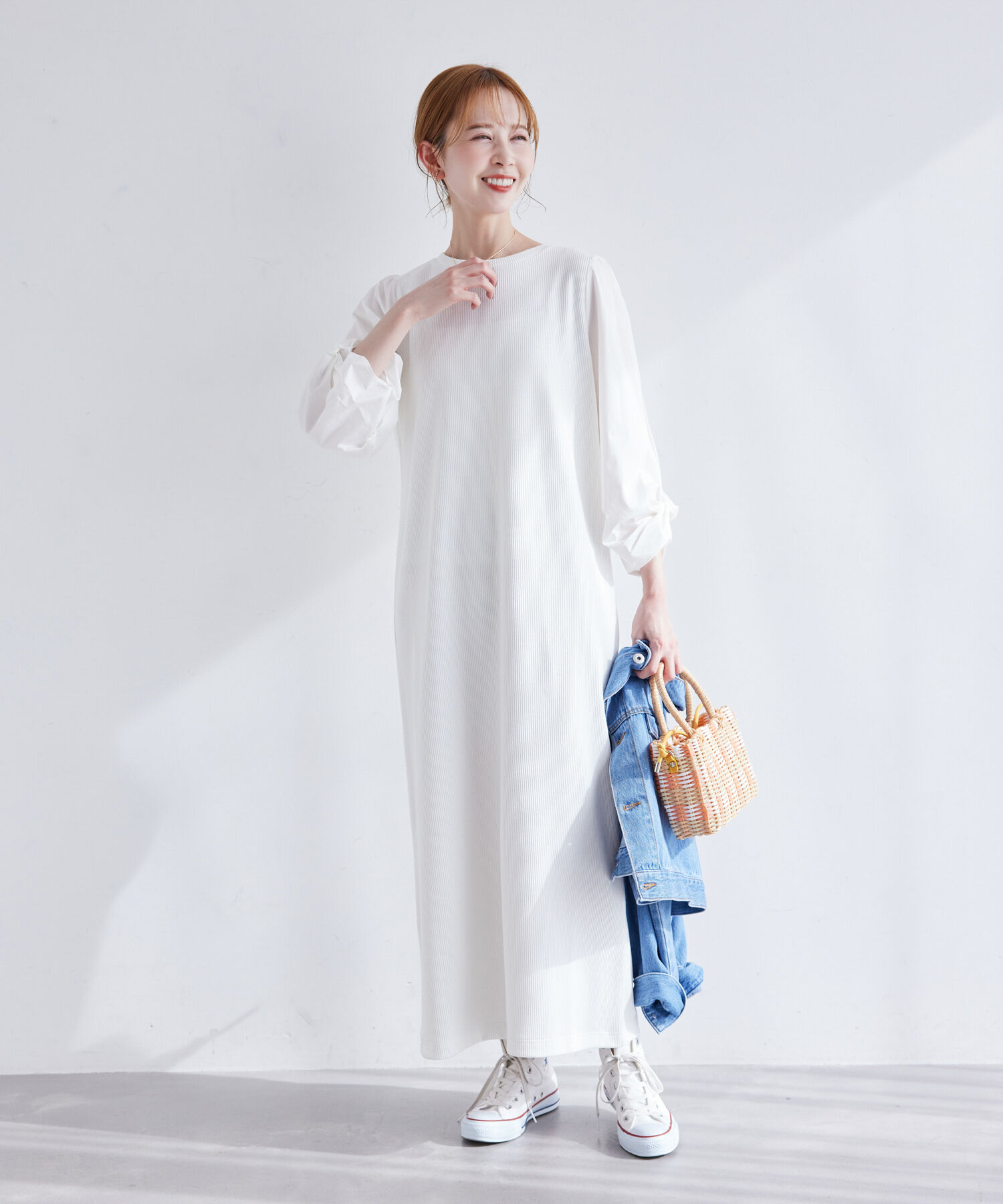 Rope&rsquo;Picnic「袖ディテールドッキングテレコワンピース」|ワンピース|