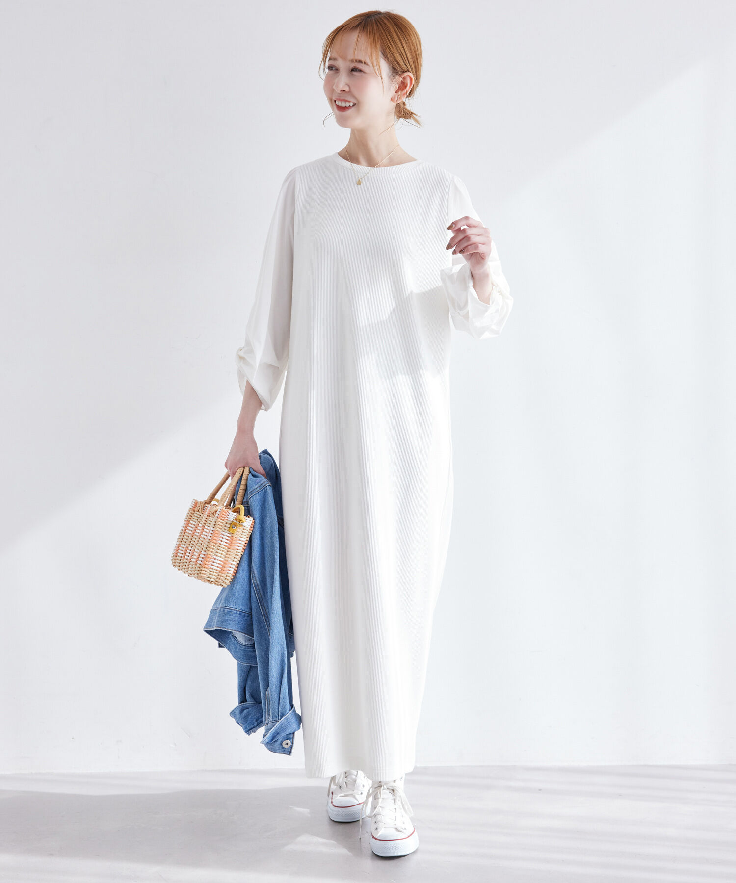 Rope&rsquo;Picnic「袖ディテールドッキングテレコワンピース」|ワンピース|