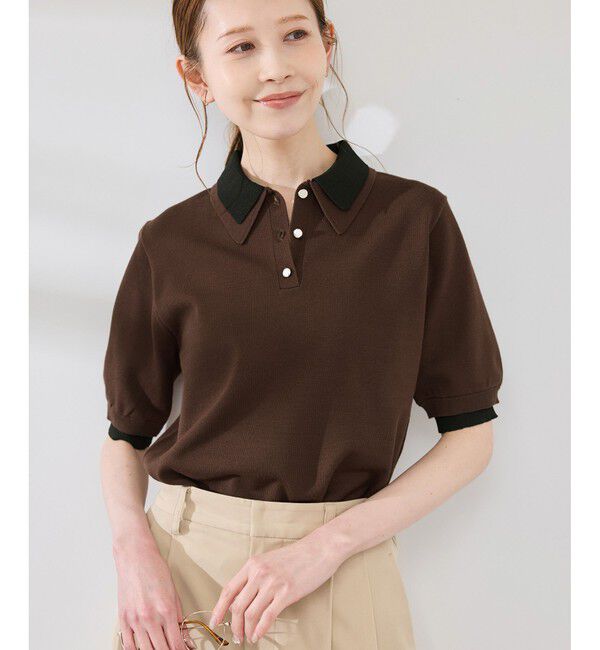 Rope&rsquo;Picnic「レイヤード風ニットポロシャツ」|ポロシャツ|