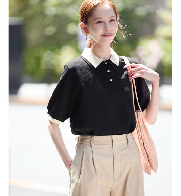 Rope&rsquo;Picnic「レイヤード風ニットポロシャツ」|ポロシャツ|