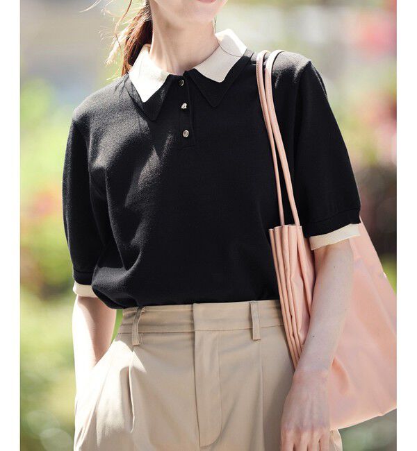 Rope&rsquo;Picnic「レイヤード風ニットポロシャツ」|ポロシャツ|