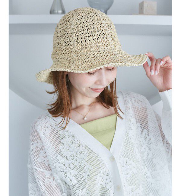 ROPE PICNIC PASSAGE「ライン編みペーパーハット」|ハット|ベージュ(27)