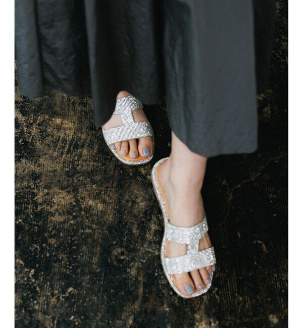 ADAM ET ROPE'「Iストラップラインストーンサンダル」|サンダル|