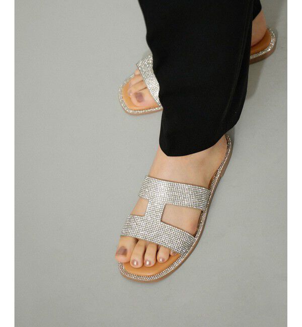 ADAM ET ROPE'「Iストラップラインストーンサンダル」|サンダル|