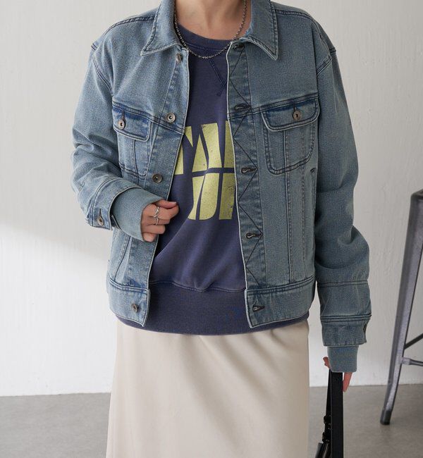  「Q.anos ストレッチリブデニムジャケット」|デニムジャケット|
