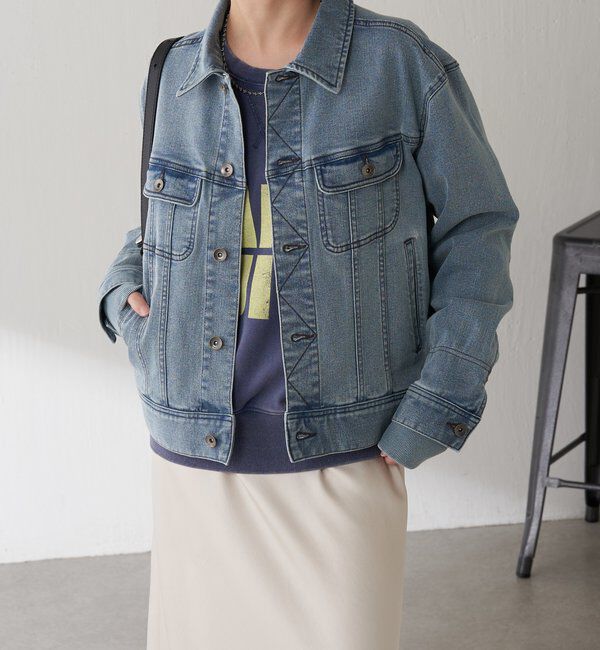  「Q.anos ストレッチリブデニムジャケット」|デニムジャケット|