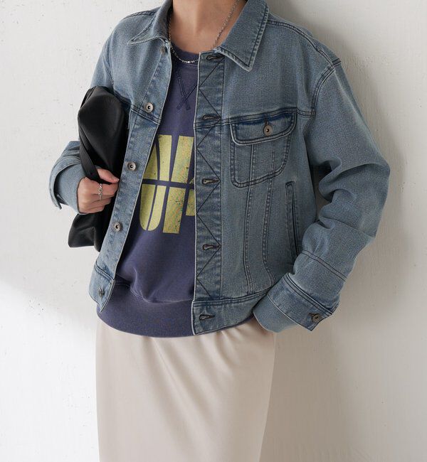  「Q.anos ストレッチリブデニムジャケット」|デニムジャケット|