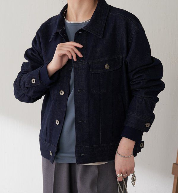  「Q.anos ストレッチリブデニムジャケット」|デニムジャケット|
