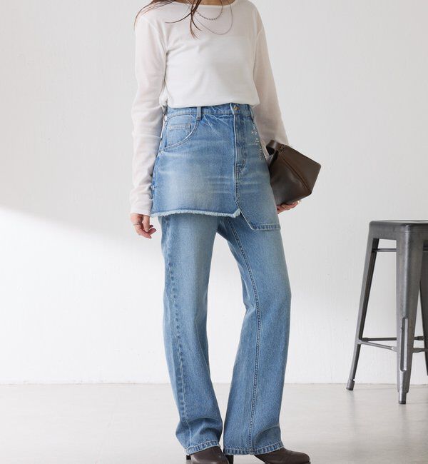  「Q.anos　レイヤードデニムスカート」|スカート|