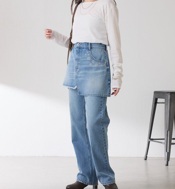  「Q.anos　レイヤードデニムスカート」|スカート|
