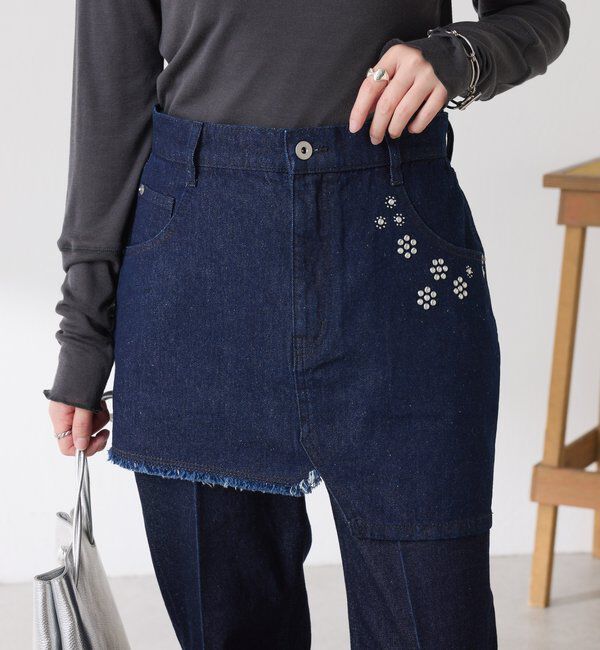  「Q.anos　レイヤードデニムスカート」|スカート|
