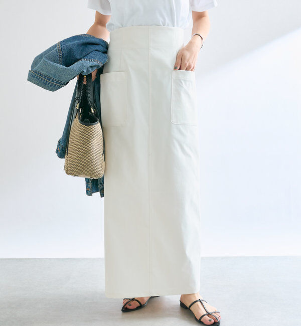  「【イージーな履き心地】ツイルストレッチIラインスカート」|スカート|オフホワイト