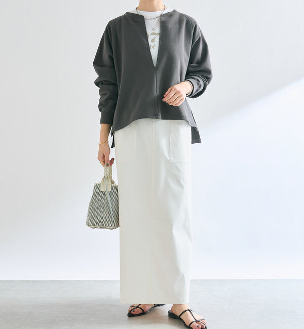  「【イージーな履き心地】ツイルストレッチIラインスカート」|スカート|