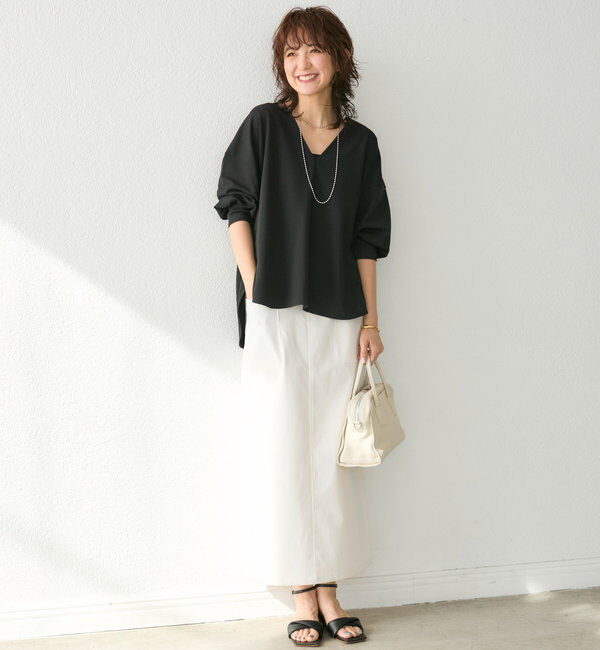  「【イージーな履き心地】ツイルストレッチIラインスカート」|スカート|