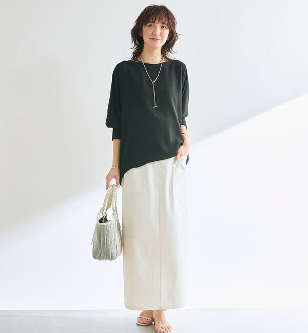  「【イージーな履き心地】ツイルストレッチIラインスカート」|スカート|