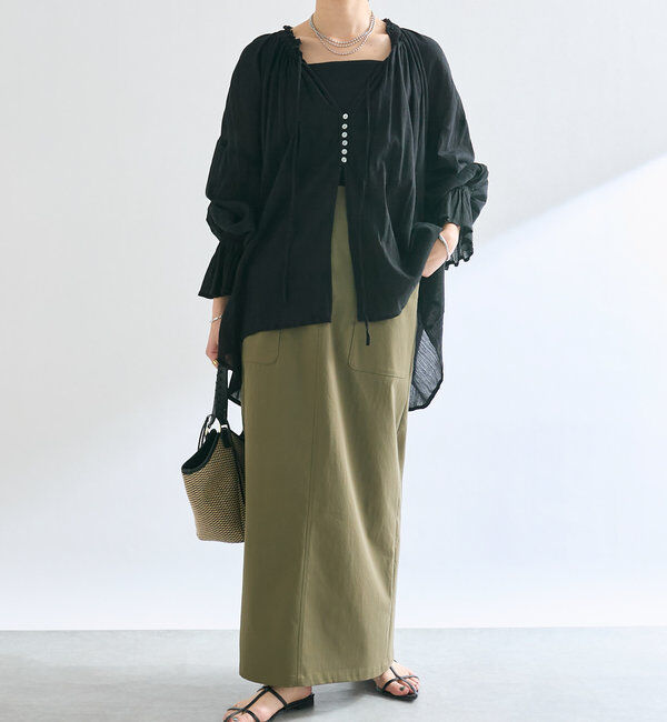  「【イージーな履き心地】ツイルストレッチIラインスカート」|スカート|