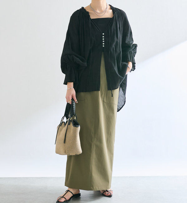  「【イージーな履き心地】ツイルストレッチIラインスカート」|スカート|