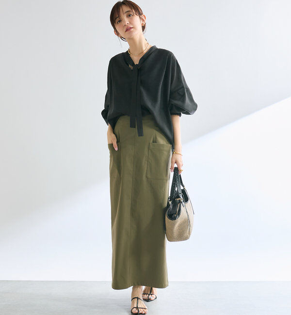 「【イージーな履き心地】ツイルストレッチIラインスカート」|スカート|