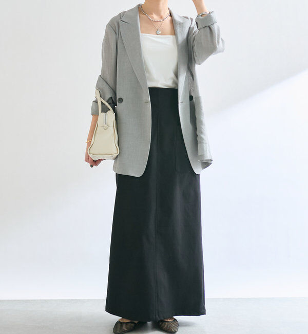  「【イージーな履き心地】ツイルストレッチIラインスカート」|スカート|