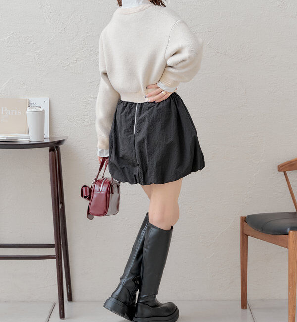  「襟取り外しロゴジャガードショートニット」|パーカー|