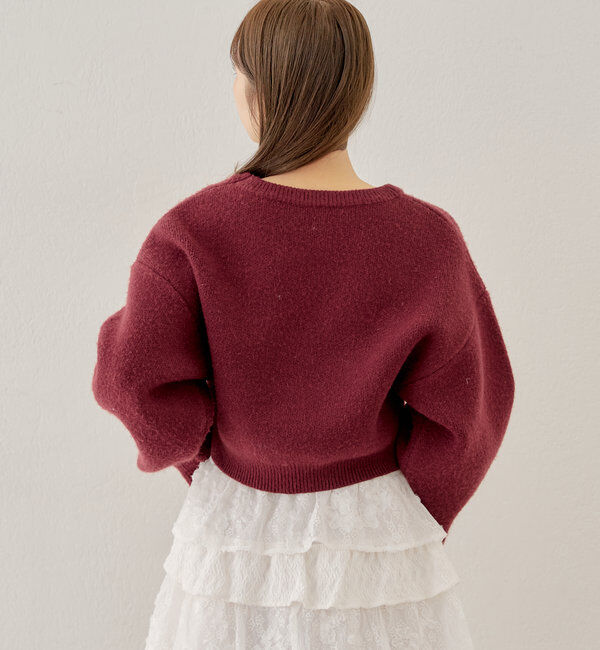  「襟取り外しロゴジャガードショートニット」|パーカー|