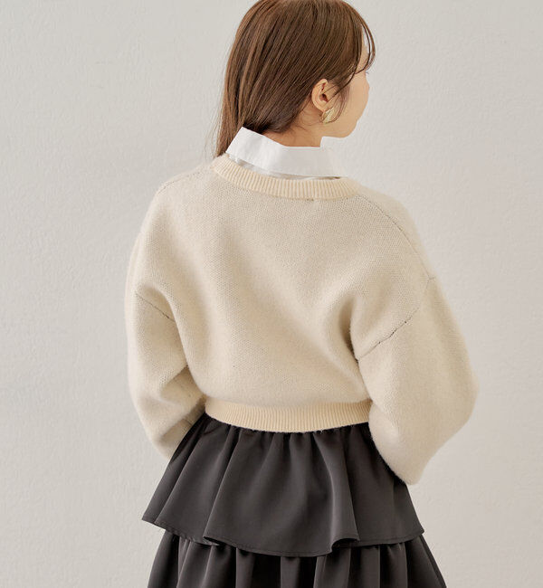  「襟取り外しロゴジャガードショートニット」|パーカー|