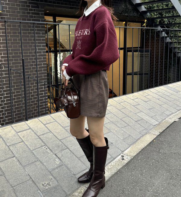  「襟取り外しロゴジャガードショートニット」|パーカー|