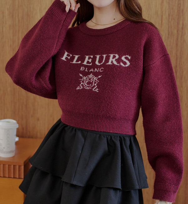  「襟取り外しロゴジャガードショートニット」|パーカー|