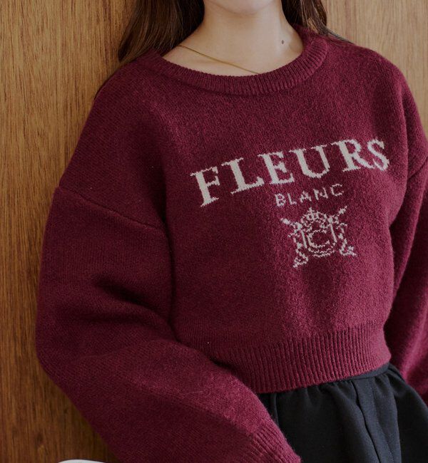  「襟取り外しロゴジャガードショートニット」|パーカー|