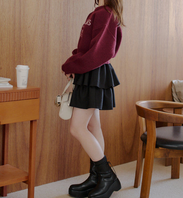  「襟取り外しロゴジャガードショートニット」|パーカー|