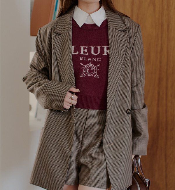  「襟取り外しロゴジャガードショートニット」|パーカー|