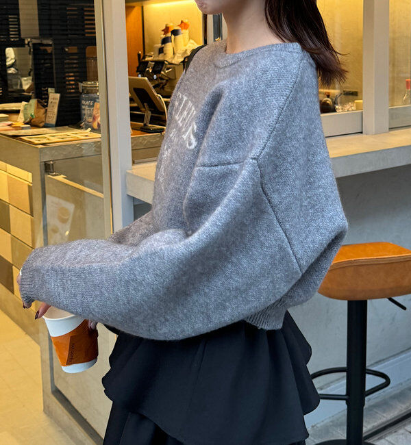  「襟取り外しロゴジャガードショートニット」|パーカー|