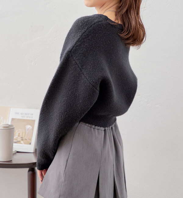  「襟取り外しロゴジャガードショートニット」|パーカー|