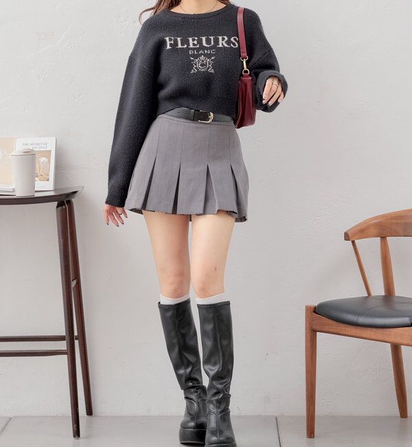  「襟取り外しロゴジャガードショートニット」|パーカー|