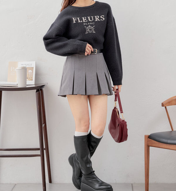  「襟取り外しロゴジャガードショートニット」|パーカー|