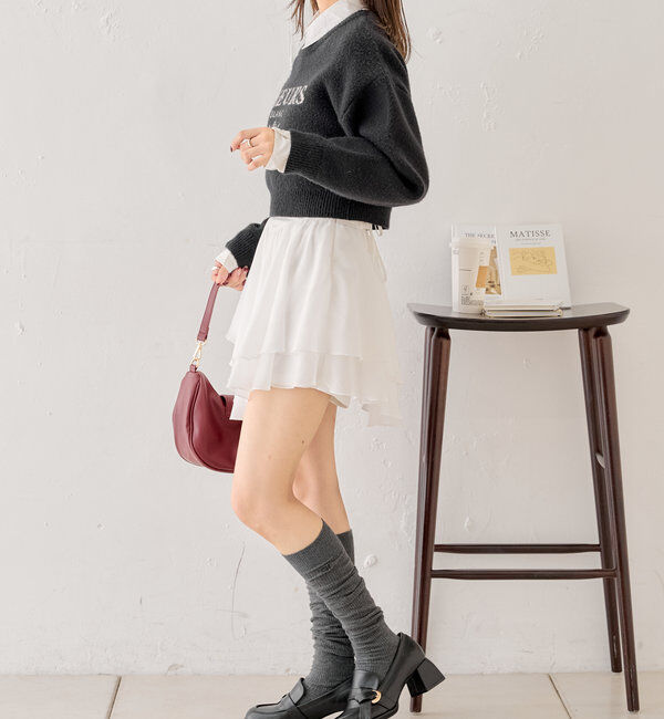  「襟取り外しロゴジャガードショートニット」|パーカー|