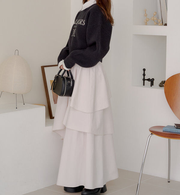  「襟取り外しロゴジャガードショートニット」|パーカー|