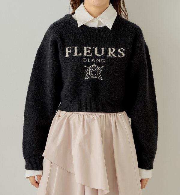  「襟取り外しロゴジャガードショートニット」|パーカー|