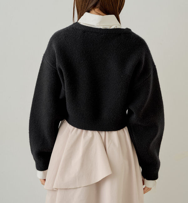  「襟取り外しロゴジャガードショートニット」|パーカー|