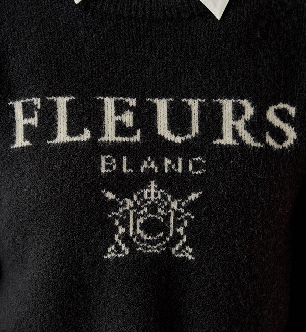  「襟取り外しロゴジャガードショートニット」|パーカー|