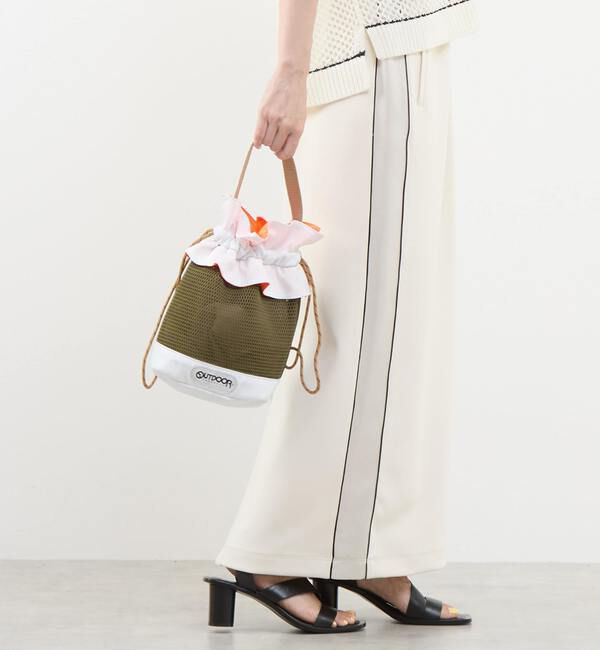 SOFFITTO「【Soffitto別注】RISLEY&times;OUTDOORコラボ キャンディメッシュバッグ [[R2401-CMB21]]」|ハンドバッグ|カーキ
