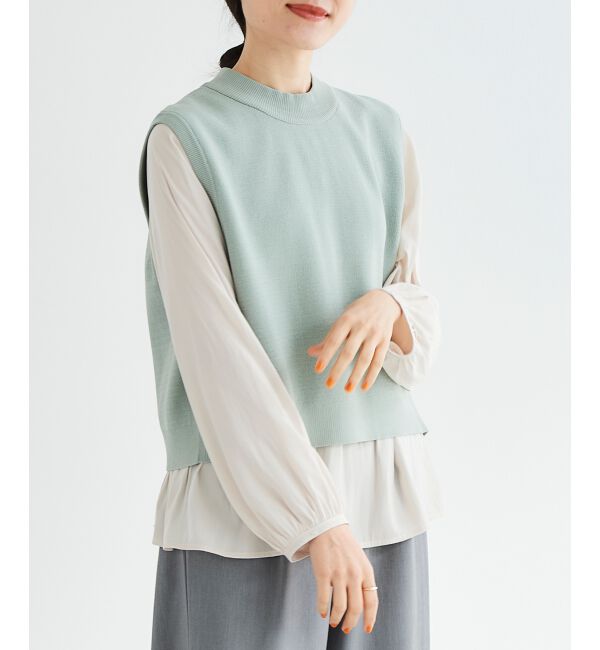  「ブラウスレイヤードニットベスト」|ベスト・ジレ|