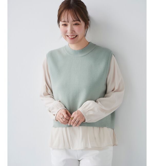  「ブラウスレイヤードニットベスト」|ベスト・ジレ|