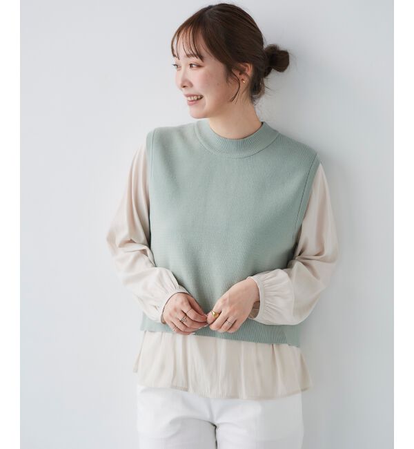  「ブラウスレイヤードニットベスト」|ベスト・ジレ|